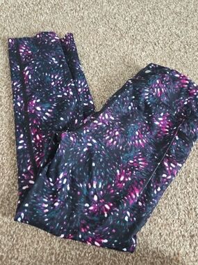 Galaxy Print Active Leggings - Black, Purple & Teal